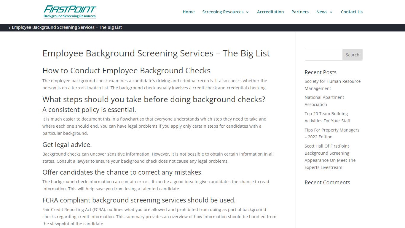Employee Background Check - FirstPoint Background Screening